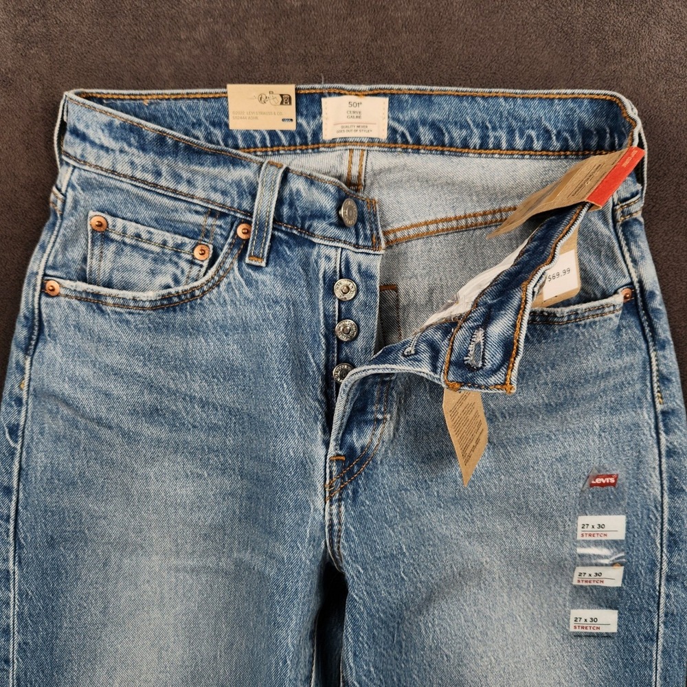 Levis 501 Curve Jeans Womens 27x30 Light Wash Straight Leg High Rise Denim NEW - Picture 3 of 9